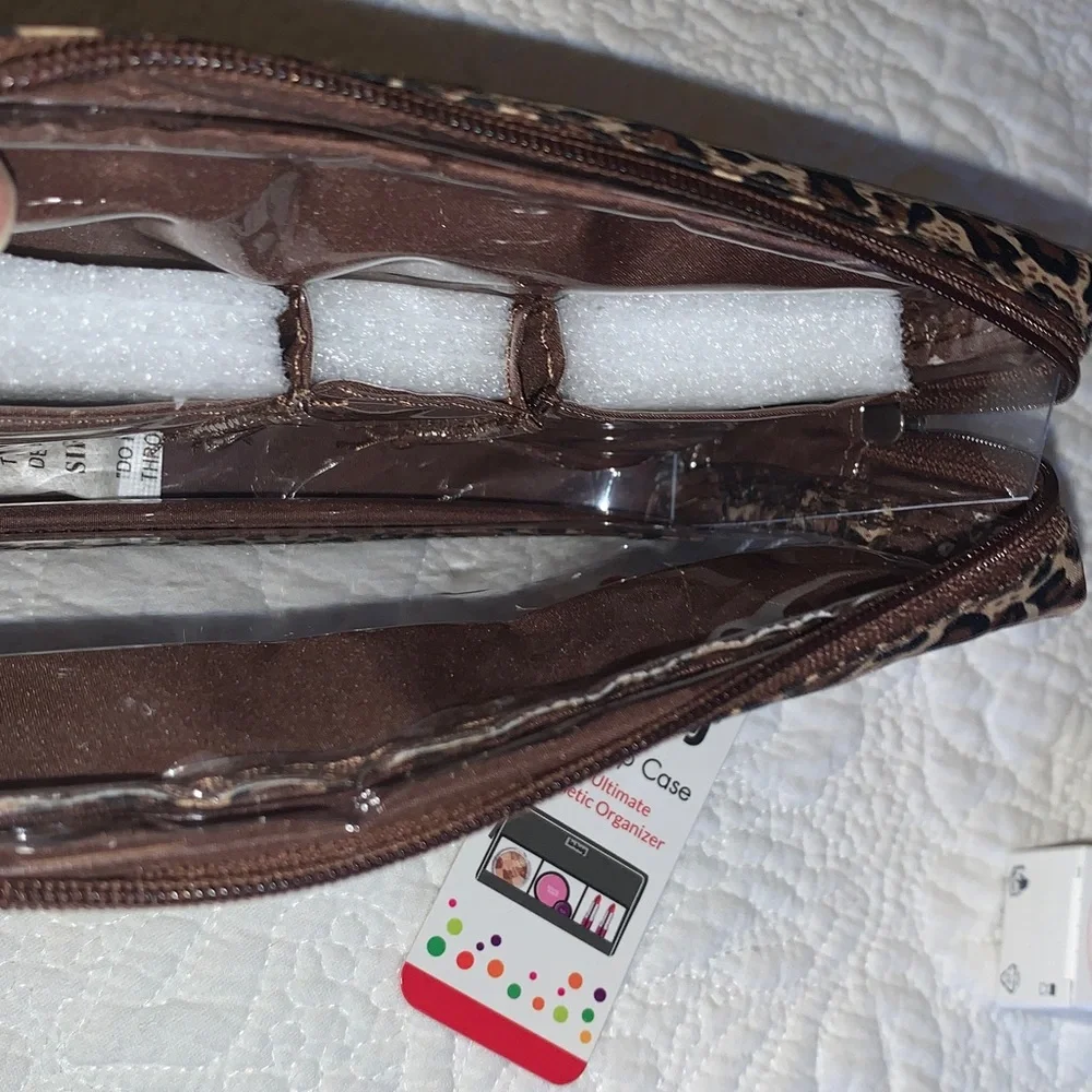 In•Bag Make-Up Case, Animal Print & Clear Front, 4 Compartments, Zip Top, NWT - Picture 5 of 9